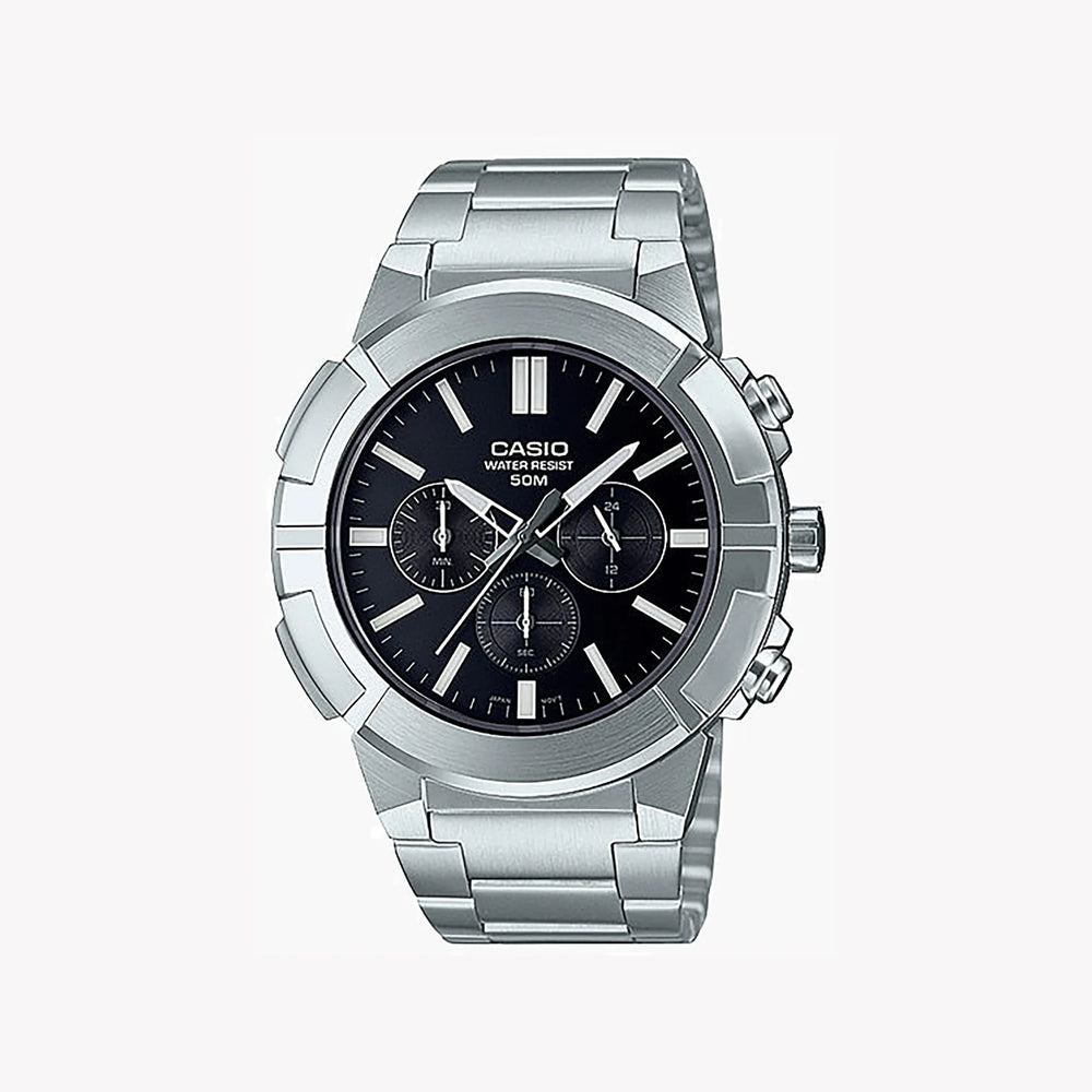 Casio Mtp-E500d-1avdf Adventure Series - Stylish Stainless Steel Men's Watch With Black Dial And Reliable Features by i-watch