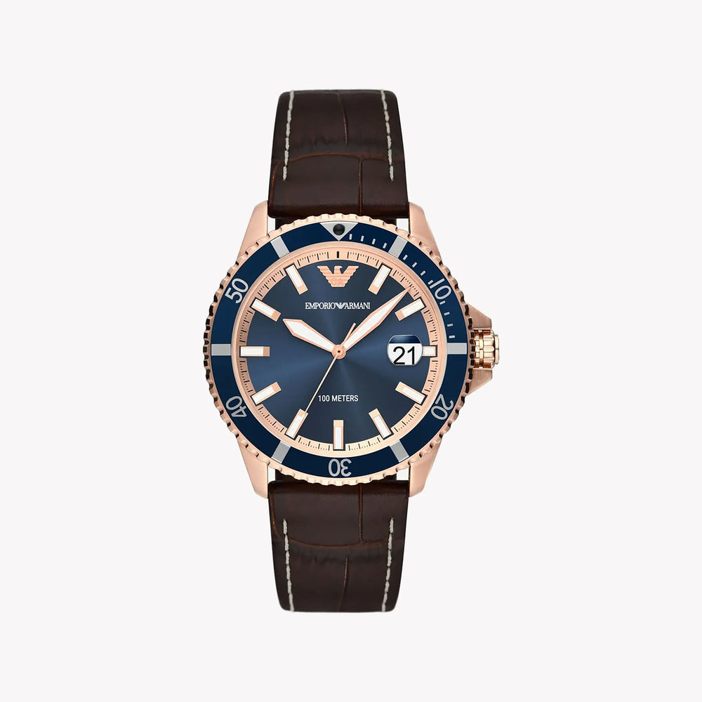 Emporio Armani Men's Rose Gold Watch, Blue Dial | Ar11556 by i-watch