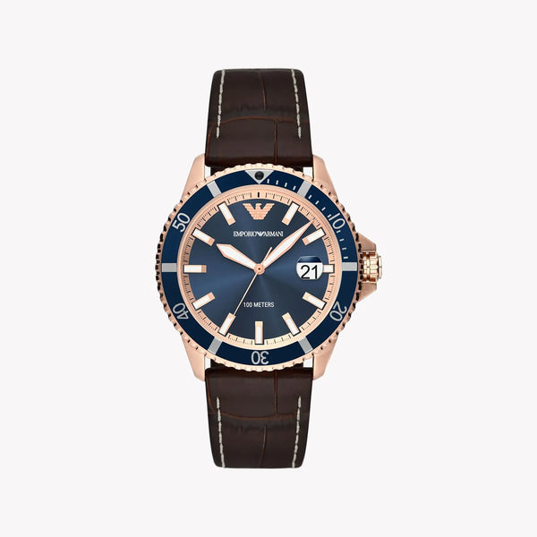 Emporio Armani Men's Rose Gold Watch, Blue Dial | Ar11556 by i-watch