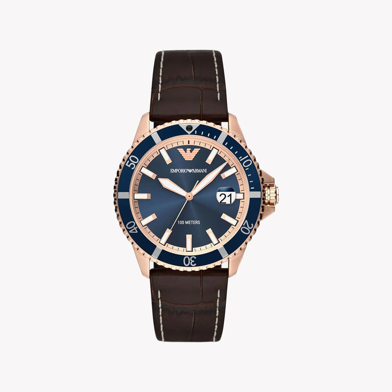 Emporio Armani Men's Rose Gold Watch, Blue Dial | Ar11556 by i-watch