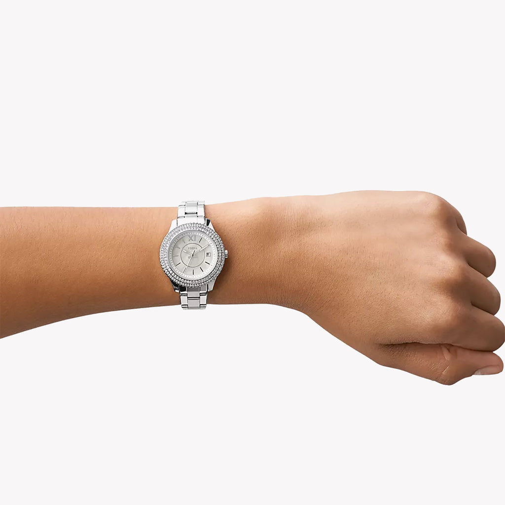 FOSSIL ES5137 - ELEGANT TIMEPIECE - WHITE MOTHER-OF-PEARL DIAL & SILVER STAINLESS STEEL BAND-i-Watch-2