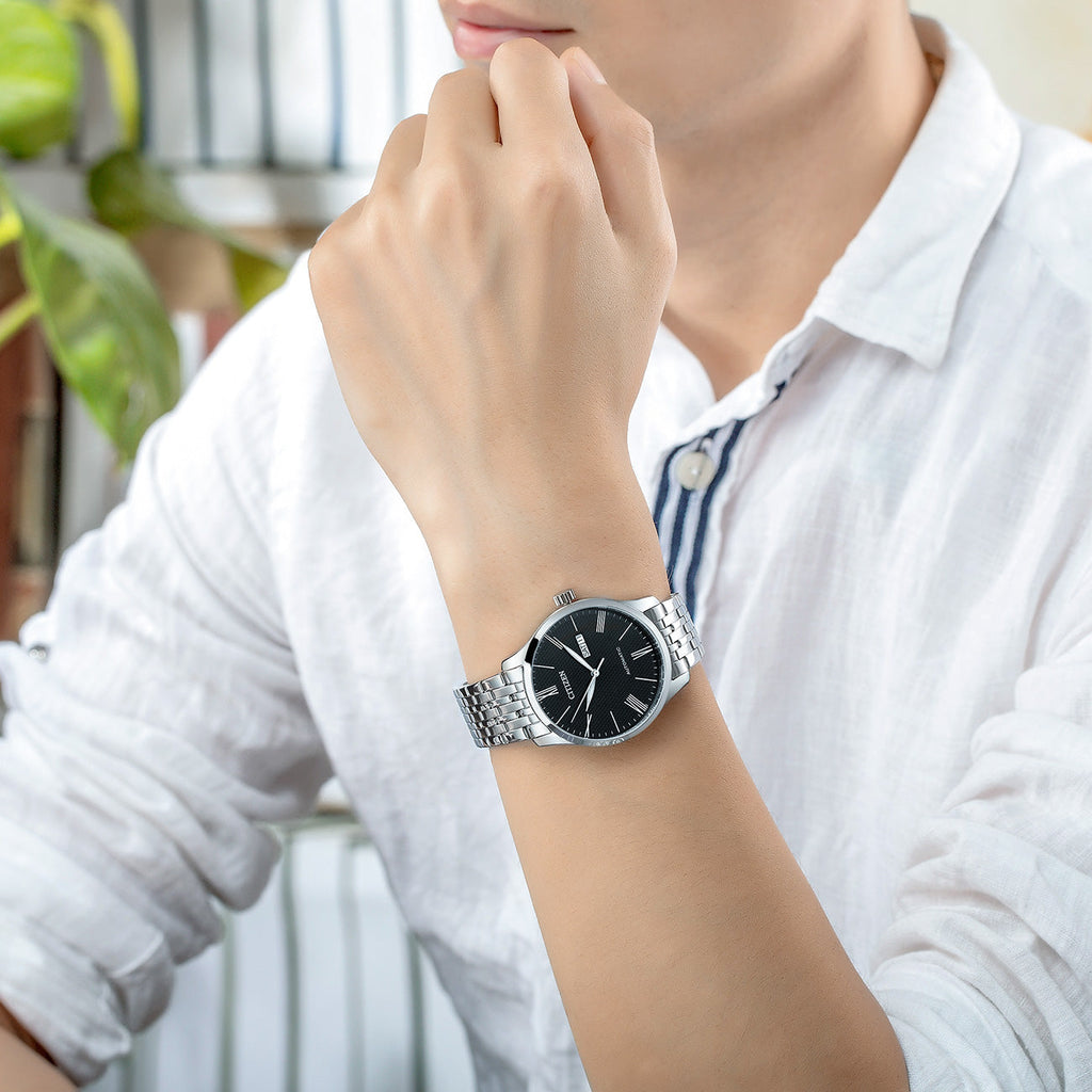 CITIZEN NH8350-59E DYNAMIC CLASSIC - STYLISH AUTOMATIC MEN'S WATCH with Silver Case & Black Dial-i-Watch-4