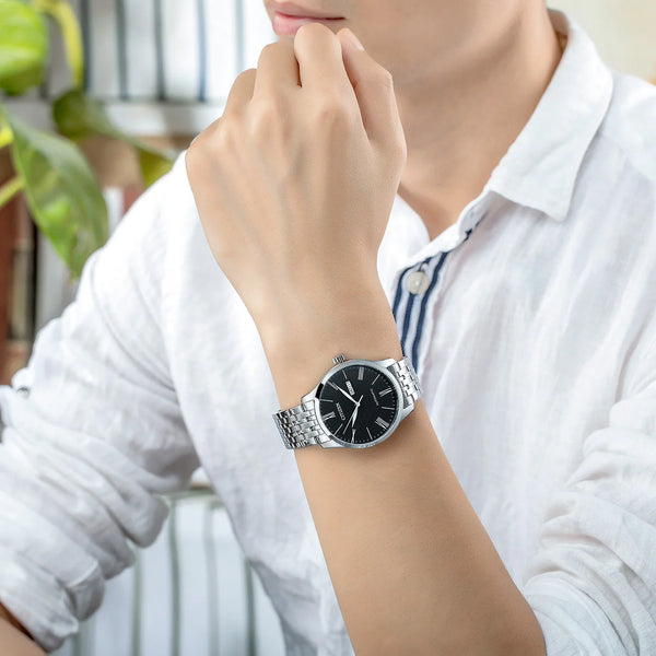 Citizen Men's Silver Stainless Steel Watch, Black Dial | Nh8350-59e by i-watch