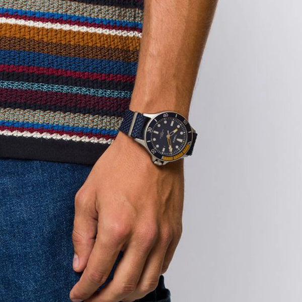 Timex Men's Blue Fabric Watch, Brass Case | Tw2t30400