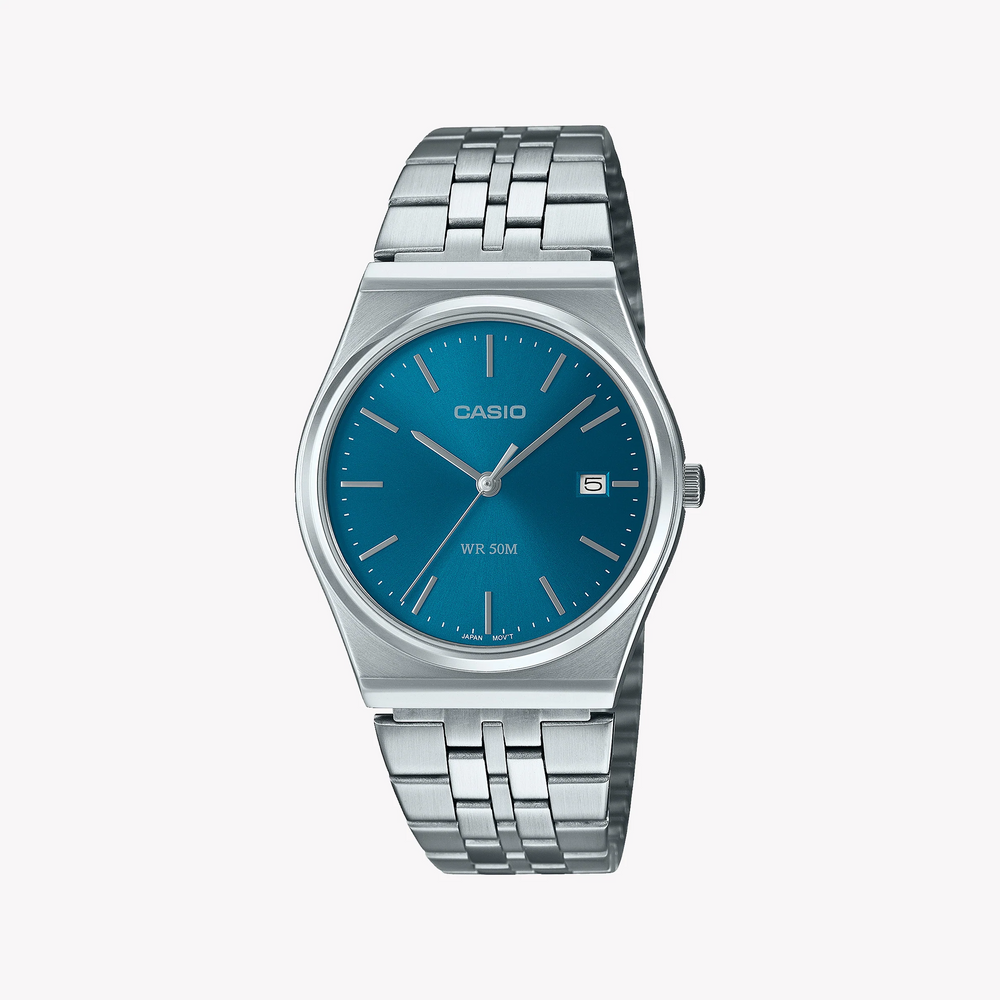 Casio Mtp-B145d-2a2vdf - StrikIng Elegance With Sporty Sophistication Unisex Watch in Blue & Stainless Steel by i-watch