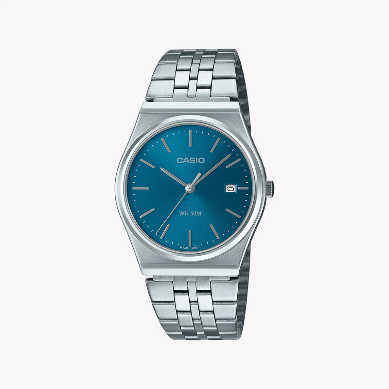 Casio Mtp-B145d-2a2vdf - StrikIng Elegance With Sporty Sophistication Unisex Watch in Blue & Stainless Steel by i-watch