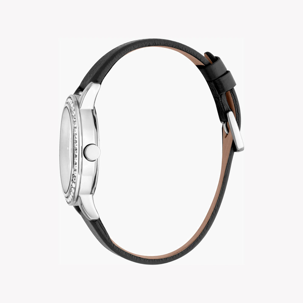 Esprit Women's Black Leather Watch, Silver Dial | Es1l084m0025 by i-watch