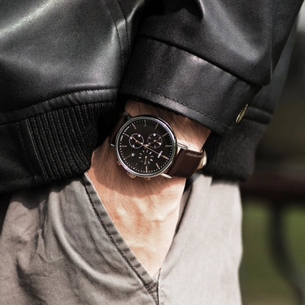 Timex Men's Brown Leather Watch, Black Dial | Tw2t11500 by i-watch