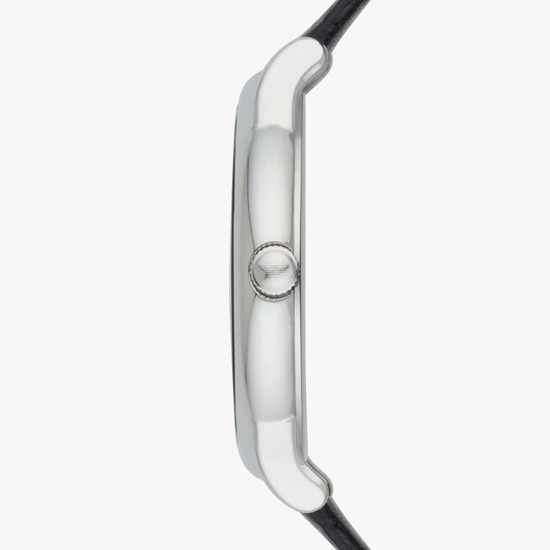 Emporio Armani Men's Silver Watch, Black Leather Band | Ar2500 by i-watch
