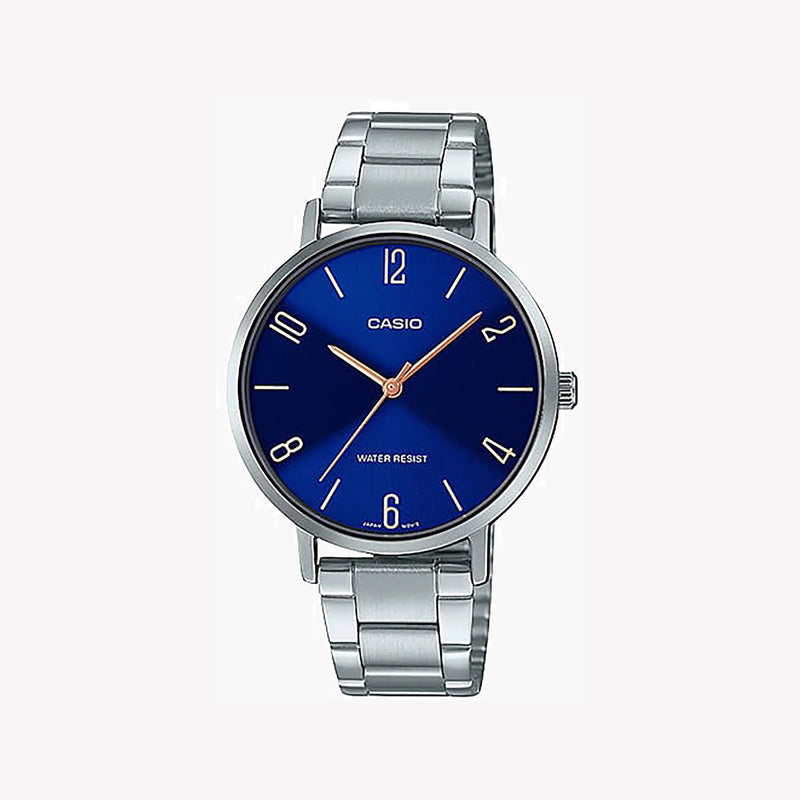 Casio Men's Silver Watch, Blue Dial | Ltp-Vt01d-2b2 by i-watch