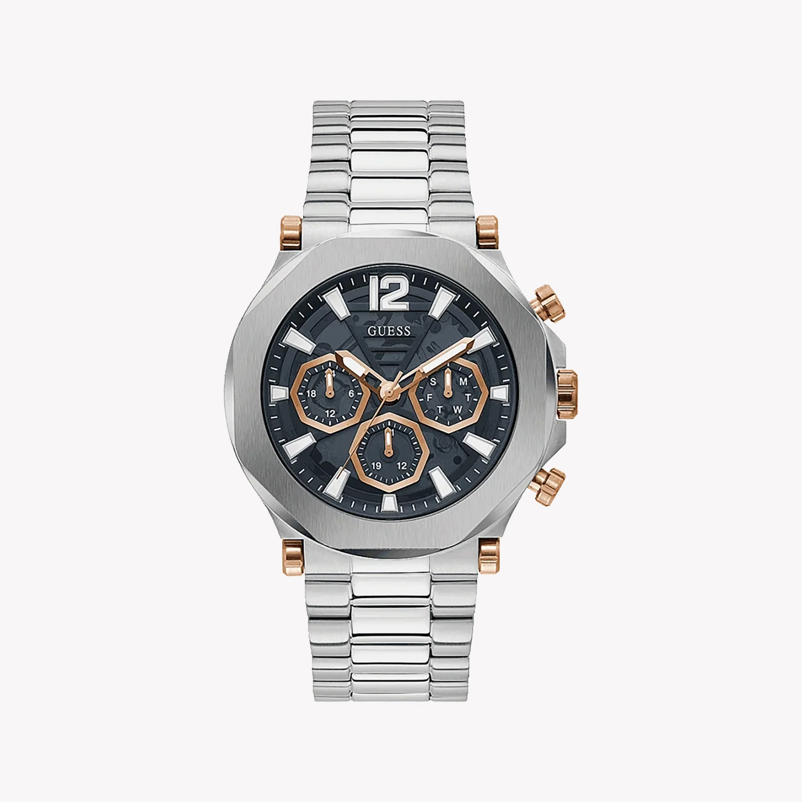 Guess Men's Silver Stainless Steel Watch, Black Dial | Gw0539g1 by i-watch