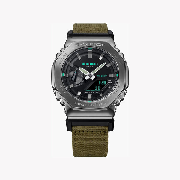 G-Shock Men's Green Fabric Watch, Silver Case | Gm-2100cb-3adr by i-watch