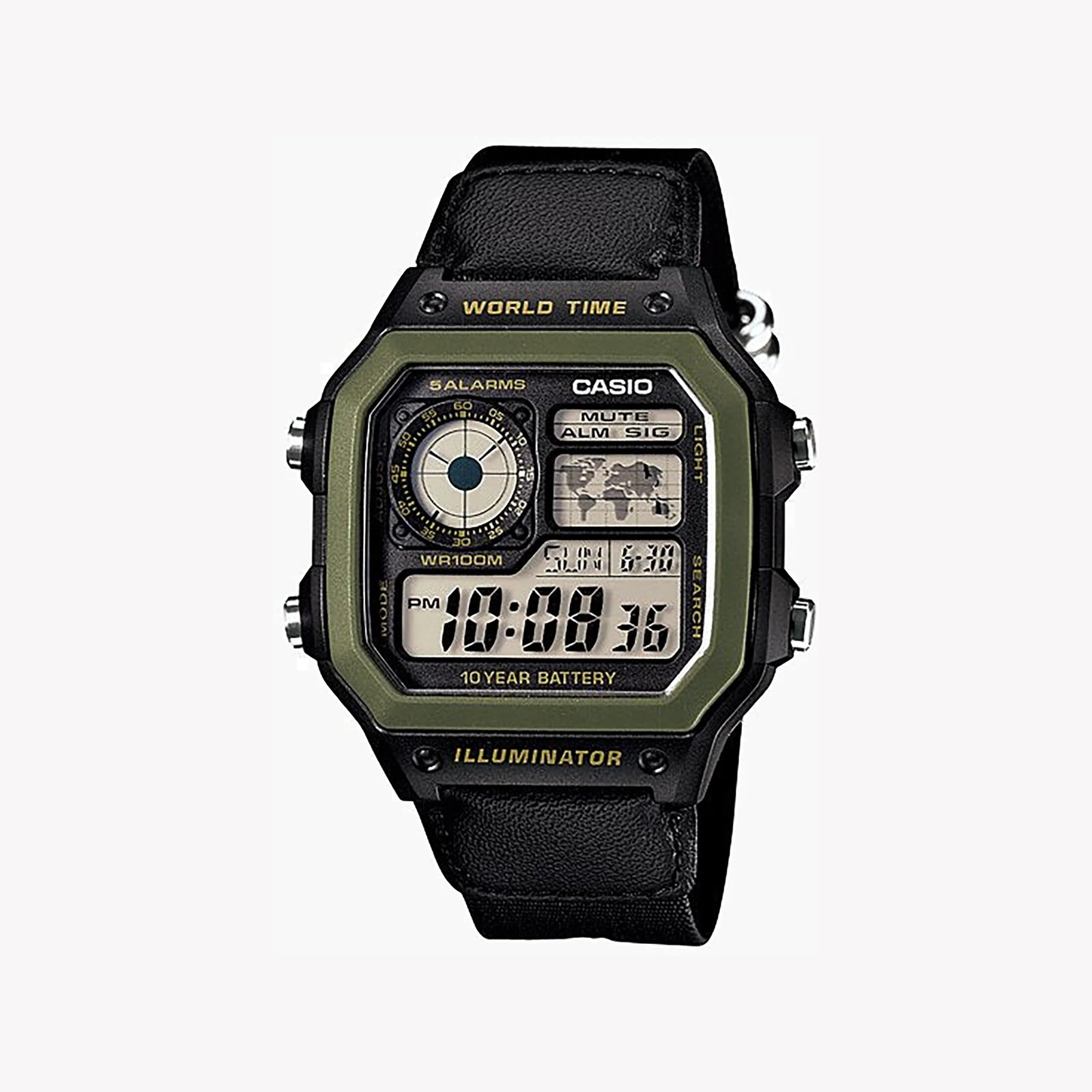 Casio Ae-1200whb-1bvdf Sporty Sophistication - Men's Black Resin Multifunction Watch by i-watch