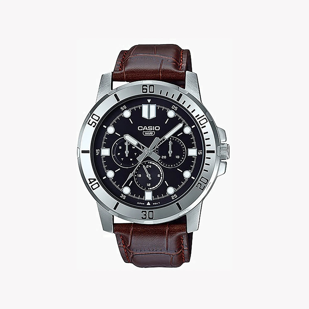 Casio Men's Stainless Steel Watch, Black Dial | Mtp-Vd300l-1e by i-watch