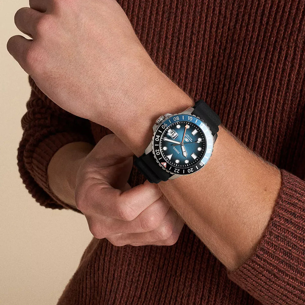 Fossil Men's Stainless Steel Watch, Black & Blue Dial | Fs6049 by i-watch