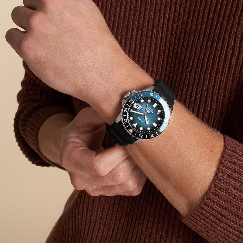 Fossil Men's Stainless Steel Watch, Black & Blue Dial | Fs6049 by i-watch