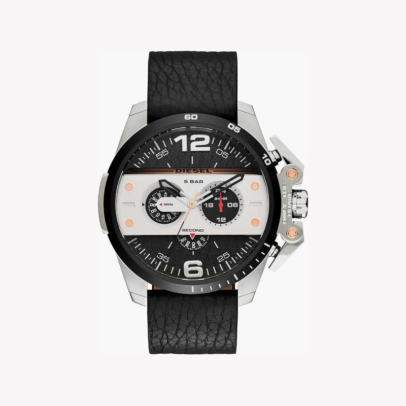 Diesel Men's Silver Watch, Black Leather Band | Dz4361 by i-watch