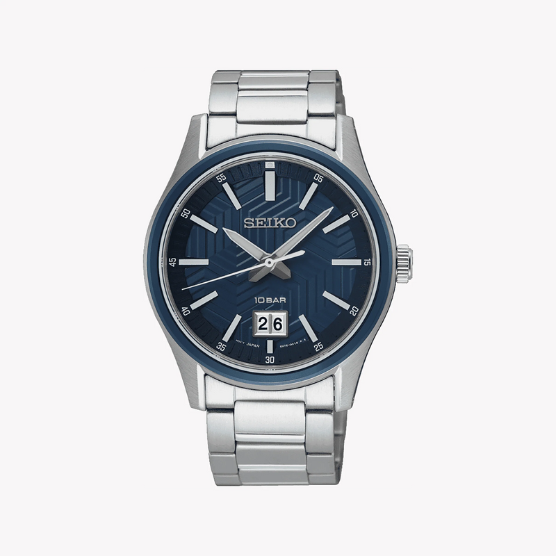 Seiko Men's Silver Stainless Steel Watch, Blue Dial | Sur559p1 by i-watch