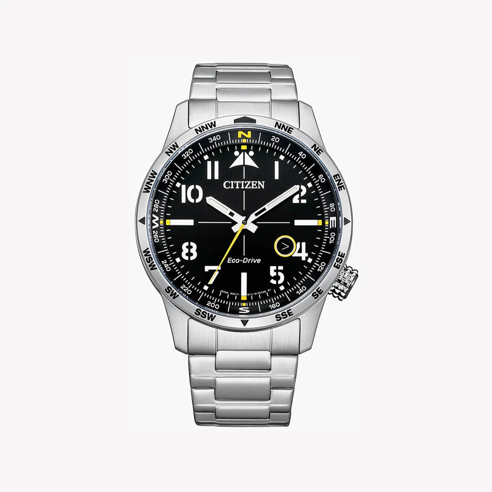 Citizen Men's Silver Stainless Steel Watch, Black Dial | Bm7550-87e by i-watch