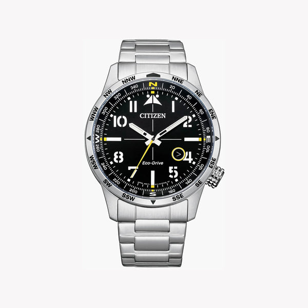 Citizen Men's Silver Stainless Steel Watch, Black Dial | Bm7550-87e by i-watch