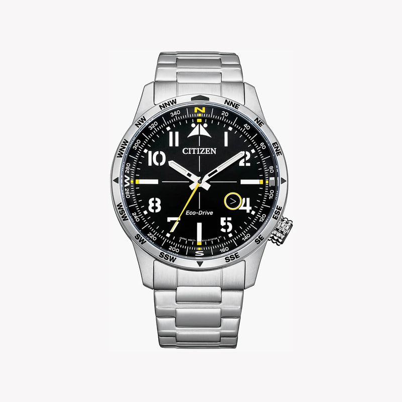 Citizen Men's Silver Stainless Steel Watch, Black Dial | Bm7550-87e by i-watch
