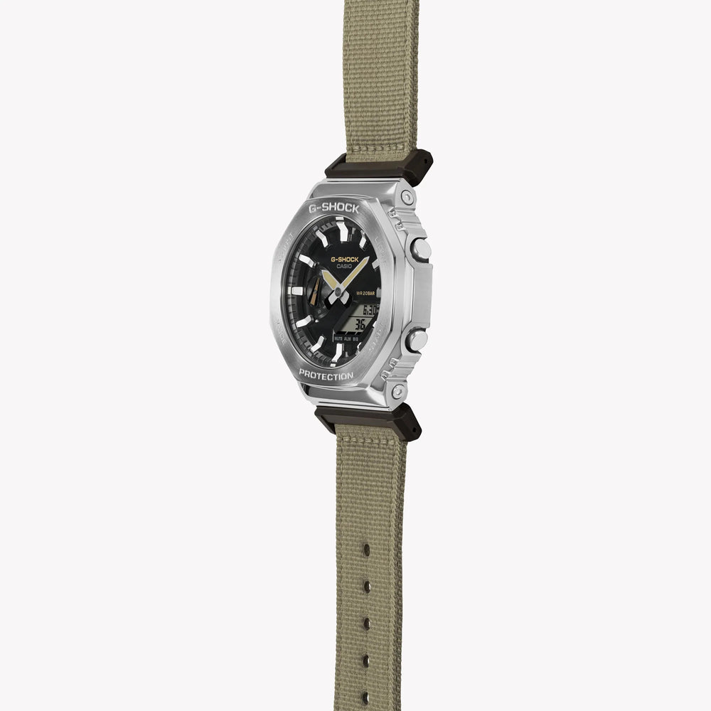 Casio Men's Silver & Tan Watch, Black Dial | Gm-2100c-5aer by i-watch