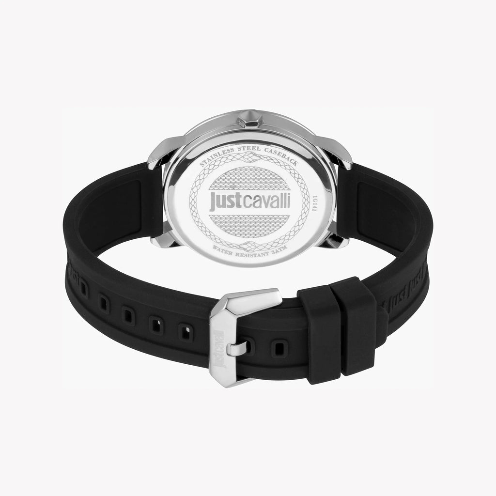 JUST CAVALLI JC1G141P0015 ELEGANT BLACK DIAL MEN'S WATCH - SILICONE BAND & METAL CASE-i-Watch-3