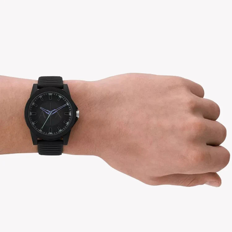 Armani Exchange Men's Black Silicone Watch, Black Dial | Ax2533 by i-watch