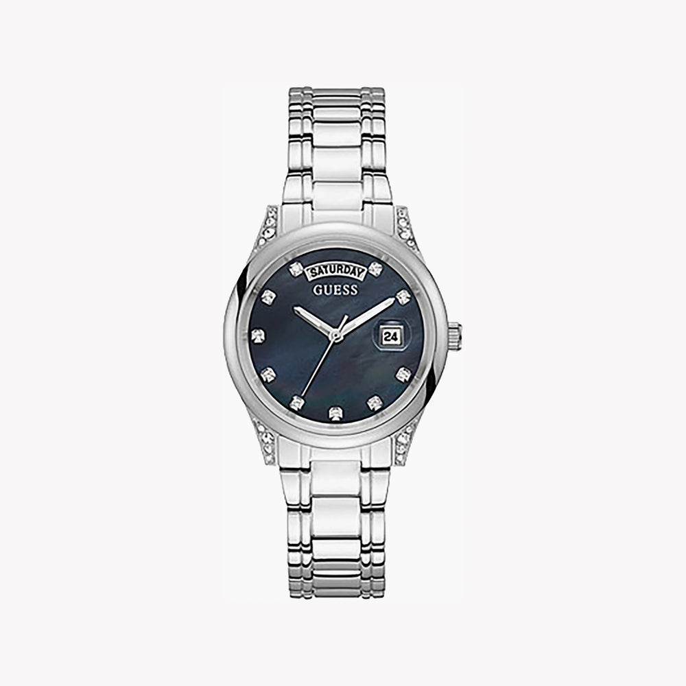 Guess Women's Silver Watch, Dark Blue Dial | W1159l1 by i-watch