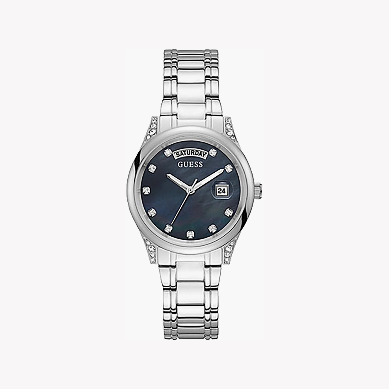 Guess Women's Silver Watch, Dark Blue Dial | W1159l1 by i-watch