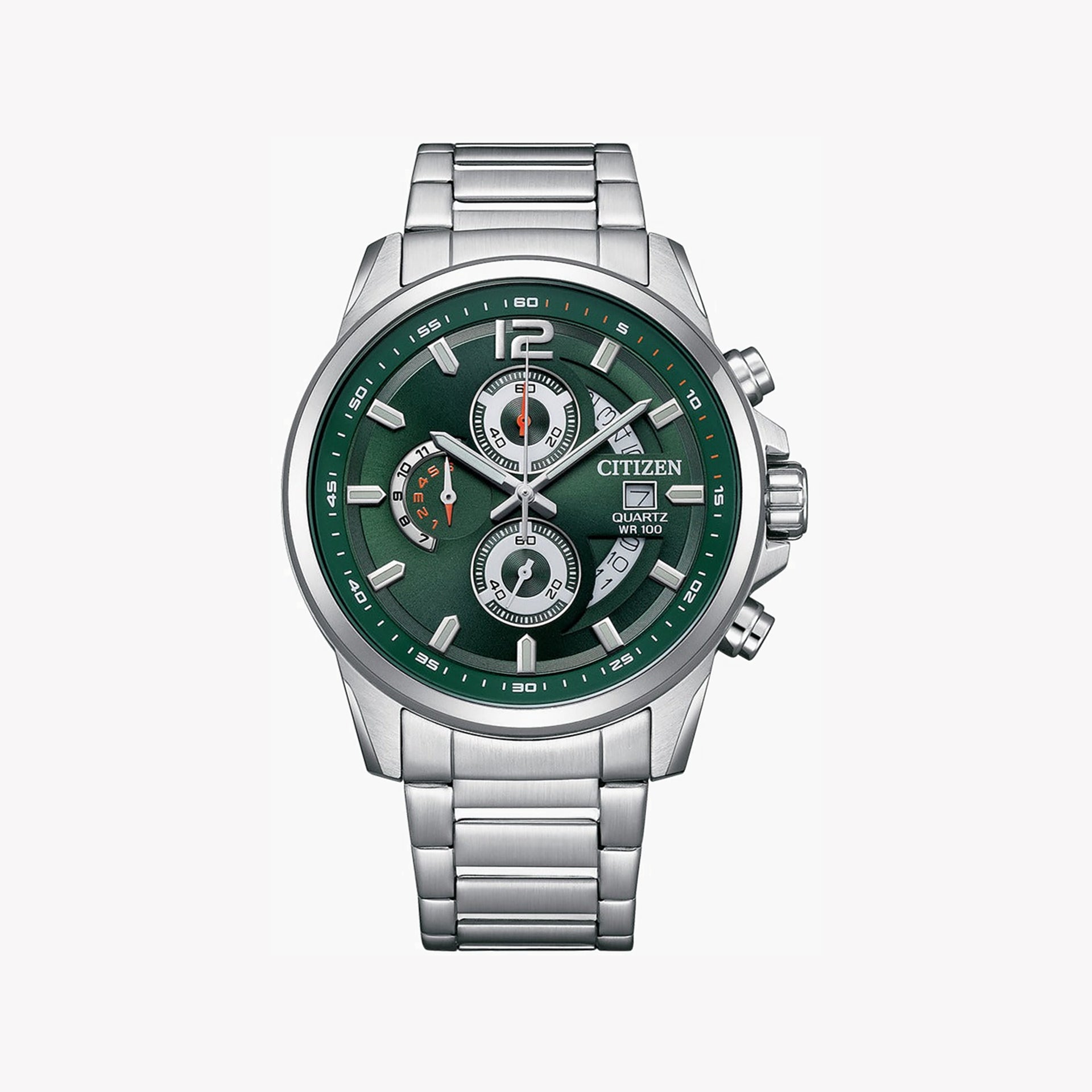 Citizen Men's Silver Stainless Steel Watch, Green Dial | An3690 Citizen Men's Silver Stainless Steel Watch, Green Dial | An3690