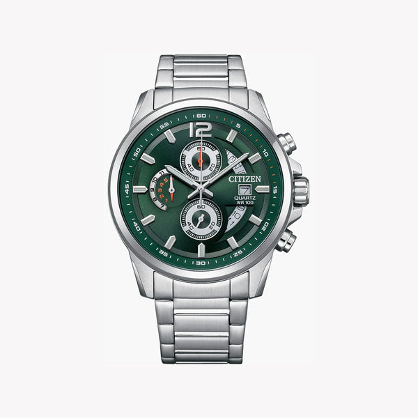 Citizen Men's Silver Stainless Steel Watch, Green Dial | An3690-56x by i-watch