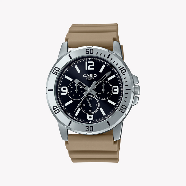 Casio Men's Silver Stainless Steel Watch, Black Dial | Mtp-Vd300-5budf by i-watch