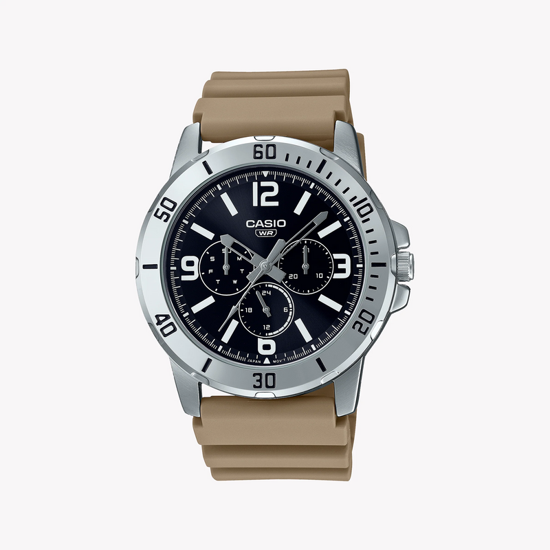 Casio Men's Silver Stainless Steel Watch, Black Dial | Mtp-Vd300-5budf by i-watch