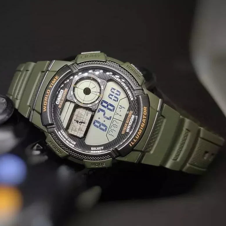 Casio Men's Green Resin Watch, Digital Display | Ae-1000w-3avdf by i-watch