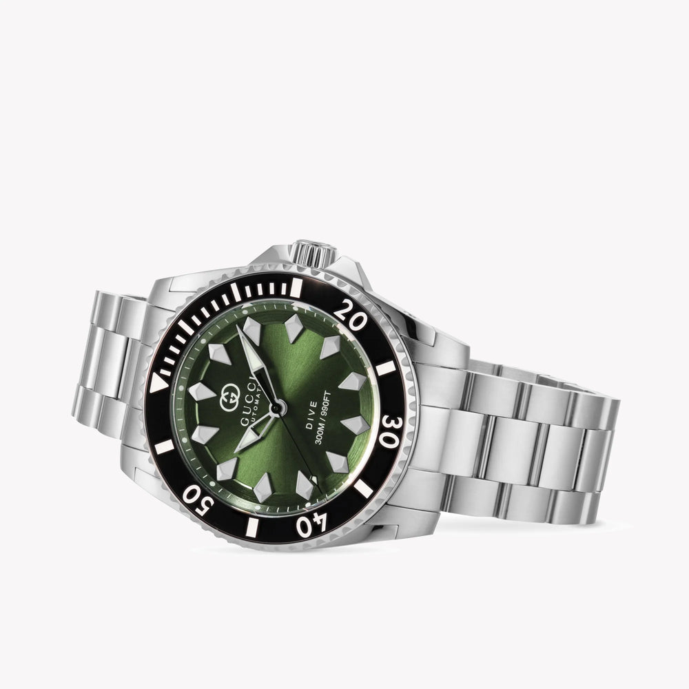 Gucci Men's Silver Watch, Green Dial | Ya136363 by i-watch