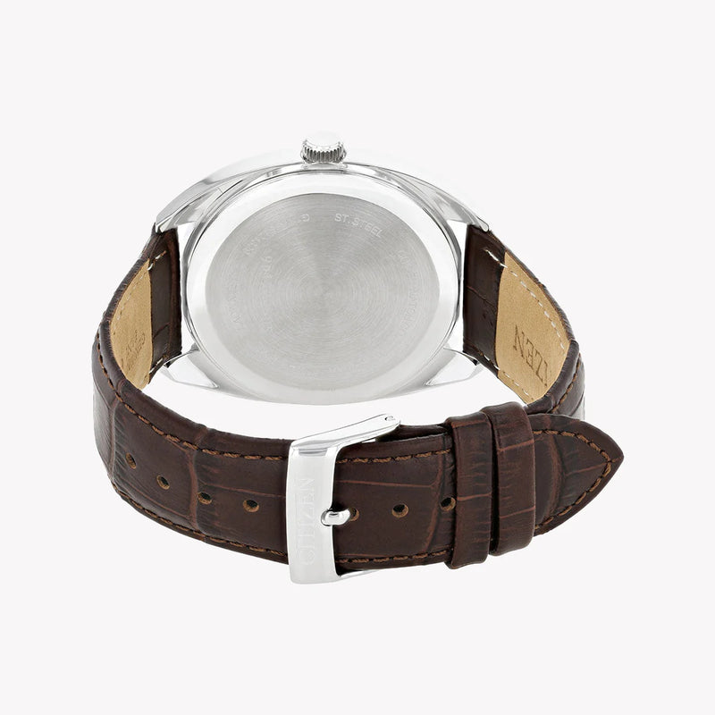 Citizen Men's Silver Stainless Steel, Brown Leather | Bi5090-09a by i-watch