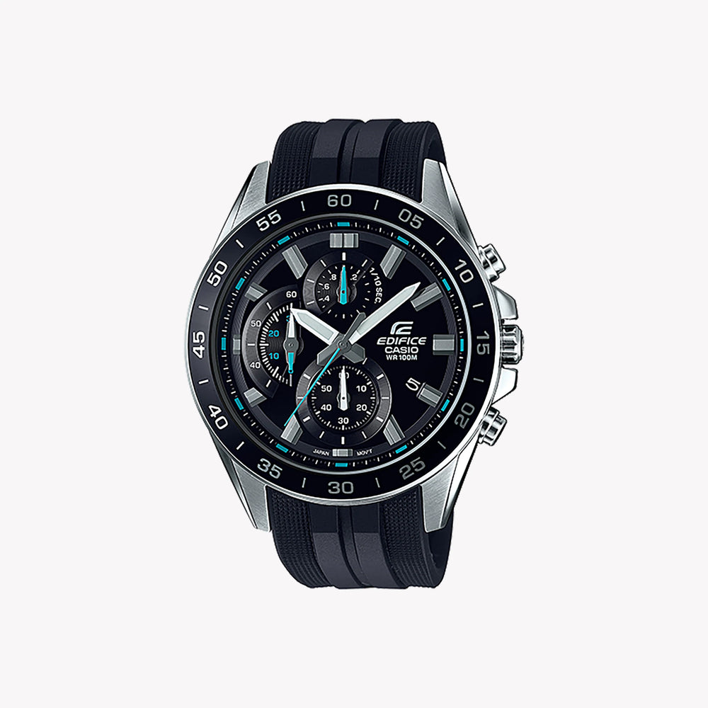 Casio Men's Silver Stainless Steel Watch, Black Silicone Strap | Efv-550p-1avu by i-watch