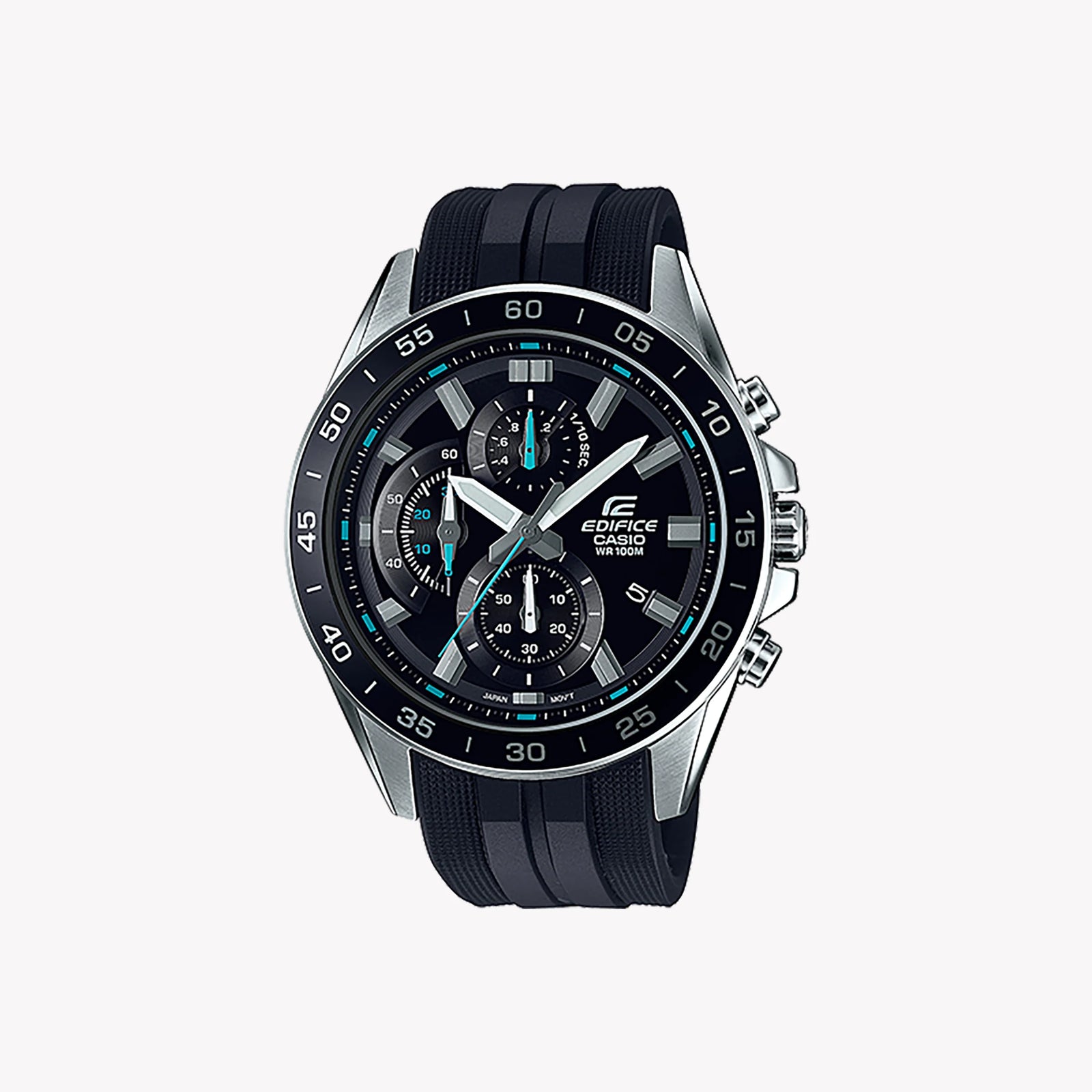 Casio Men's Silver Stainless Steel Watch, Black Silicone Strap | Efv-550p-1avu by i-watch