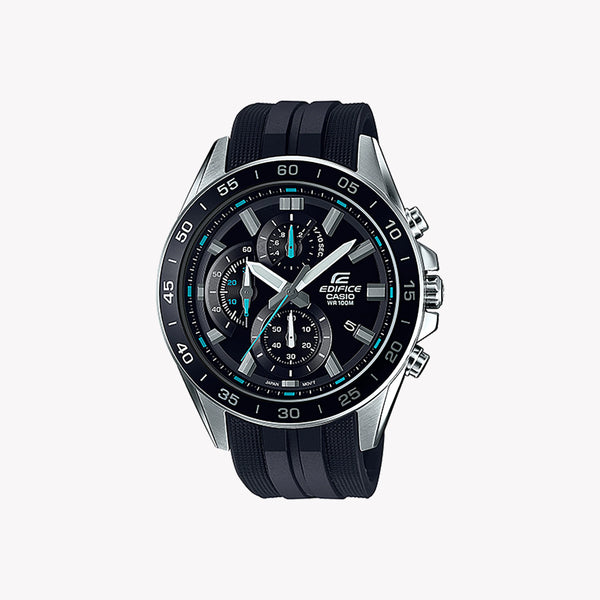 Casio Men's Silver Stainless Steel Watch, Black Silicone Strap | Efv-550p-1avu by i-watch