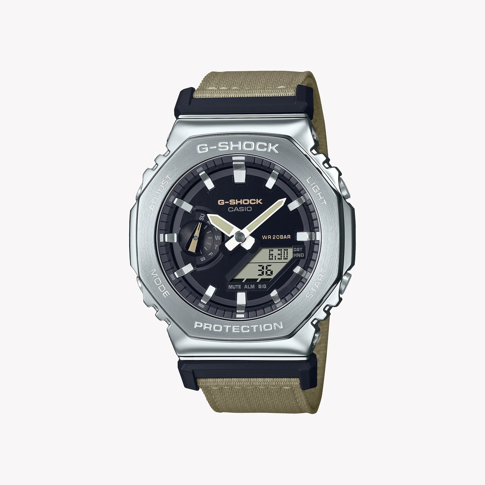 Casio Men's Silver & Tan Watch, Black Dial | Gm-2100c-5aer by i-watch