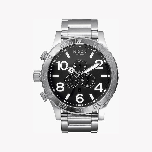Nixon Men's Silver Watch, Black Dial | A083-000 by i-watch