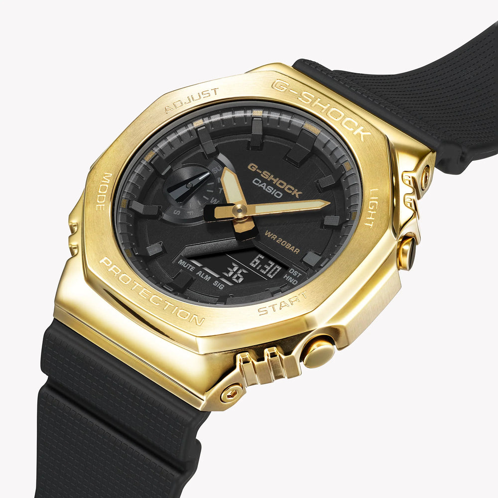 Casio G-Shock Gm-2100g-1a9dr - Bold Gold Metal Clad Men's Watch With Black Resin Band by i-watch