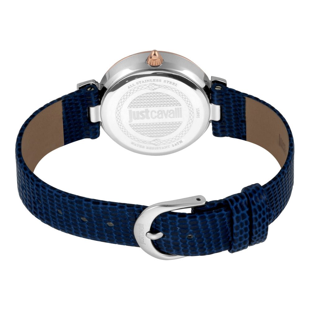 Just Cavalli Women's Silver Stainless Steel Watch, Blue Leather Band | Jc1l091l0035 by i-watch