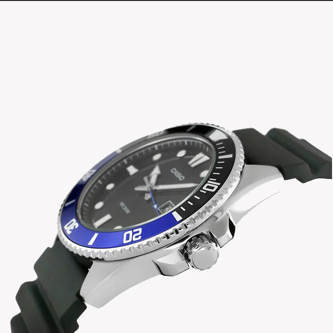 Casio Men's Stainless Steel Watch, Black Resin Strap | Mdv-107-1a2vef by i-watch