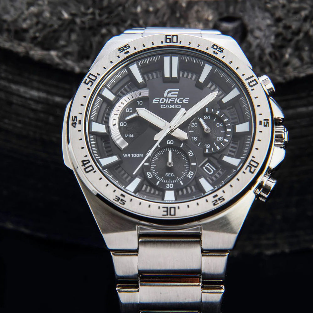 Casio Edifice Efr-563d-1avudf - Bold Adventurer Men's Watch With Silver Stainless Steel And Black Dial by i-watch