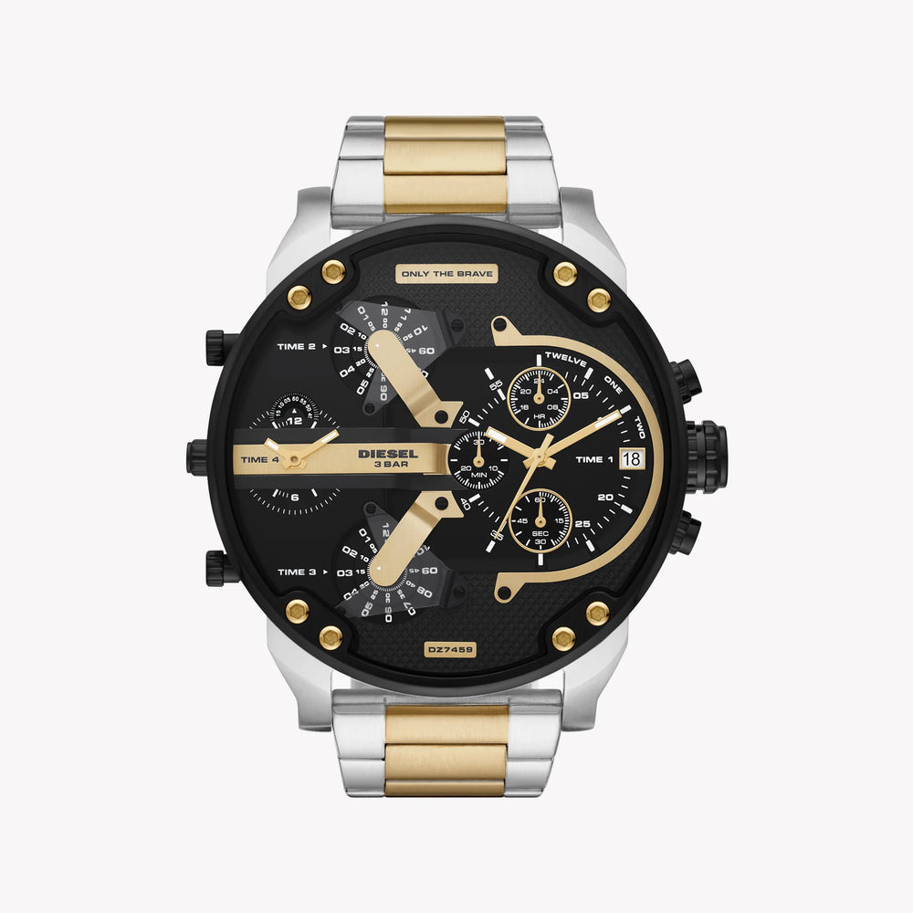 Diesel Men's Black Stainless Steel Watch, Gold/Silver Band | Dz7459 by i-watch