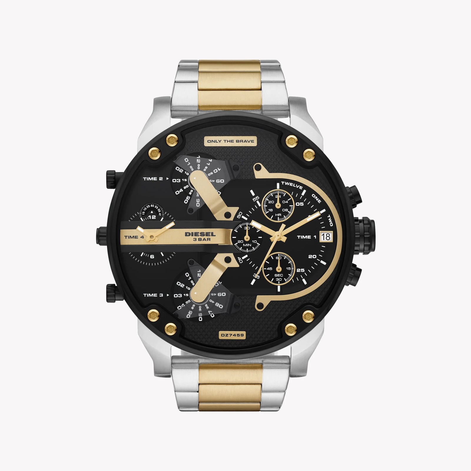 Diesel Men's Black Stainless Steel Watch, Gold/Silver Band | Dz7459 by i-watch