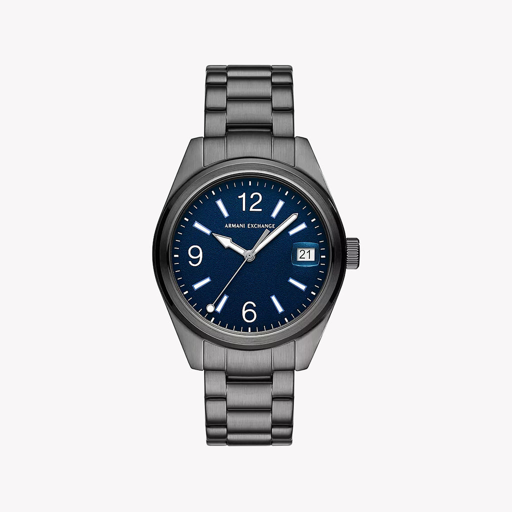 A|X ARMANI EXCHANGE AX1421 - MODERN GREY TIMEPIECE WITH BLUE DIAL FOR THE STYLISH MAN