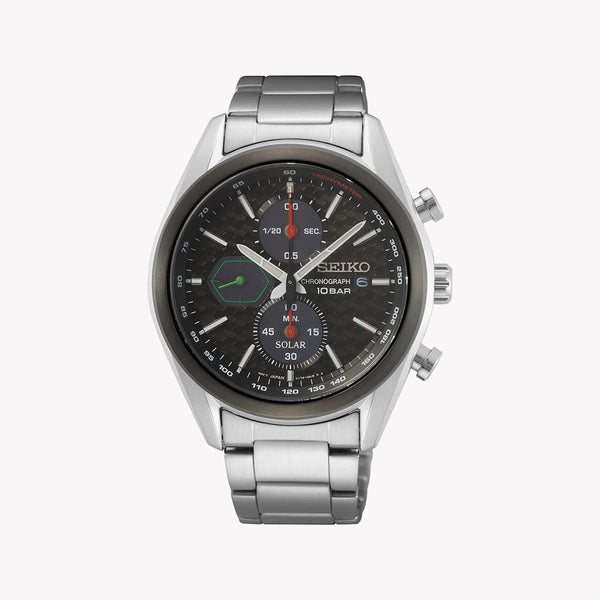 Seiko Men's Silver Stainless Steel Watch, Black Dial | Ssc803p1 by i-watch